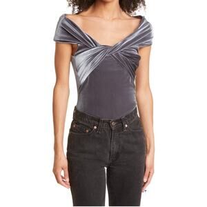 ALIX NYC Grove Twisted Bodysuit silver